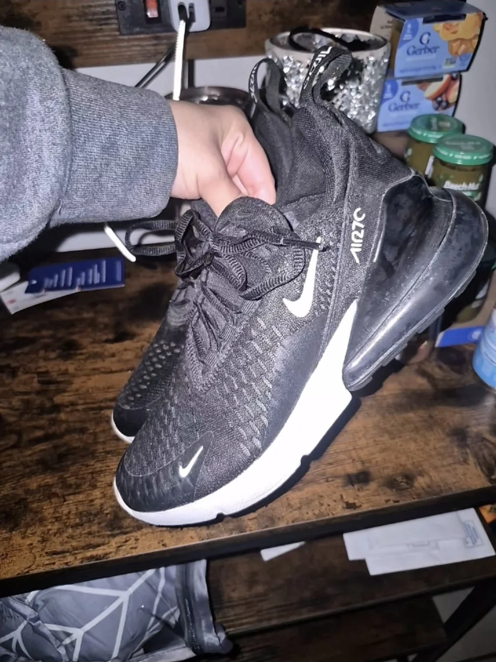 Nike Kids Black Athletic Running Sneakers with White Accents